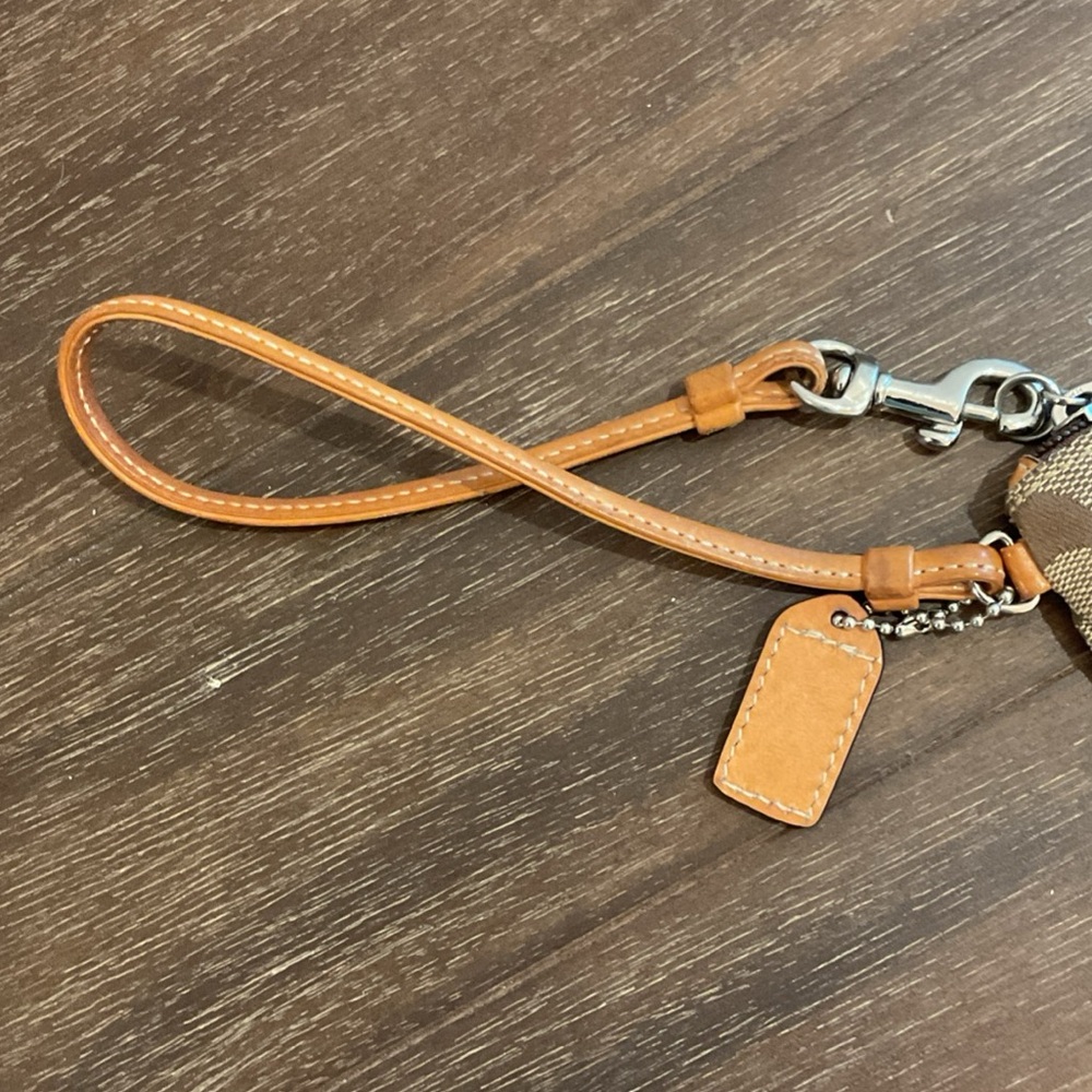 Coach Signature Brown and Tan Wristlet - Picture 3 of 7